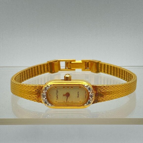 LADY ELGIN QUARTZ GOLD-TONE DIAMOND WRIST WATCH NEEDS NEW BATTERY - Picture 8 of 8